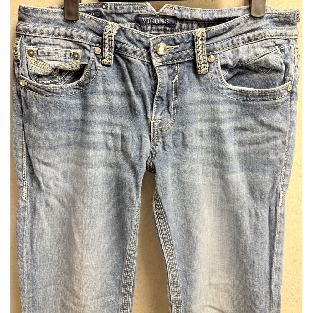 VIGOSS 30/33 Women's Cotton Blend Light Wash Embellished Trendy‎ Cowgirl Jeans - Picture 3 of 13